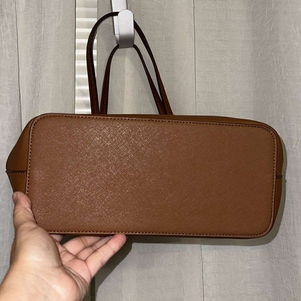 AK Camel Brown Faux Leather Tote Purse Bag - Picture 5 of 11